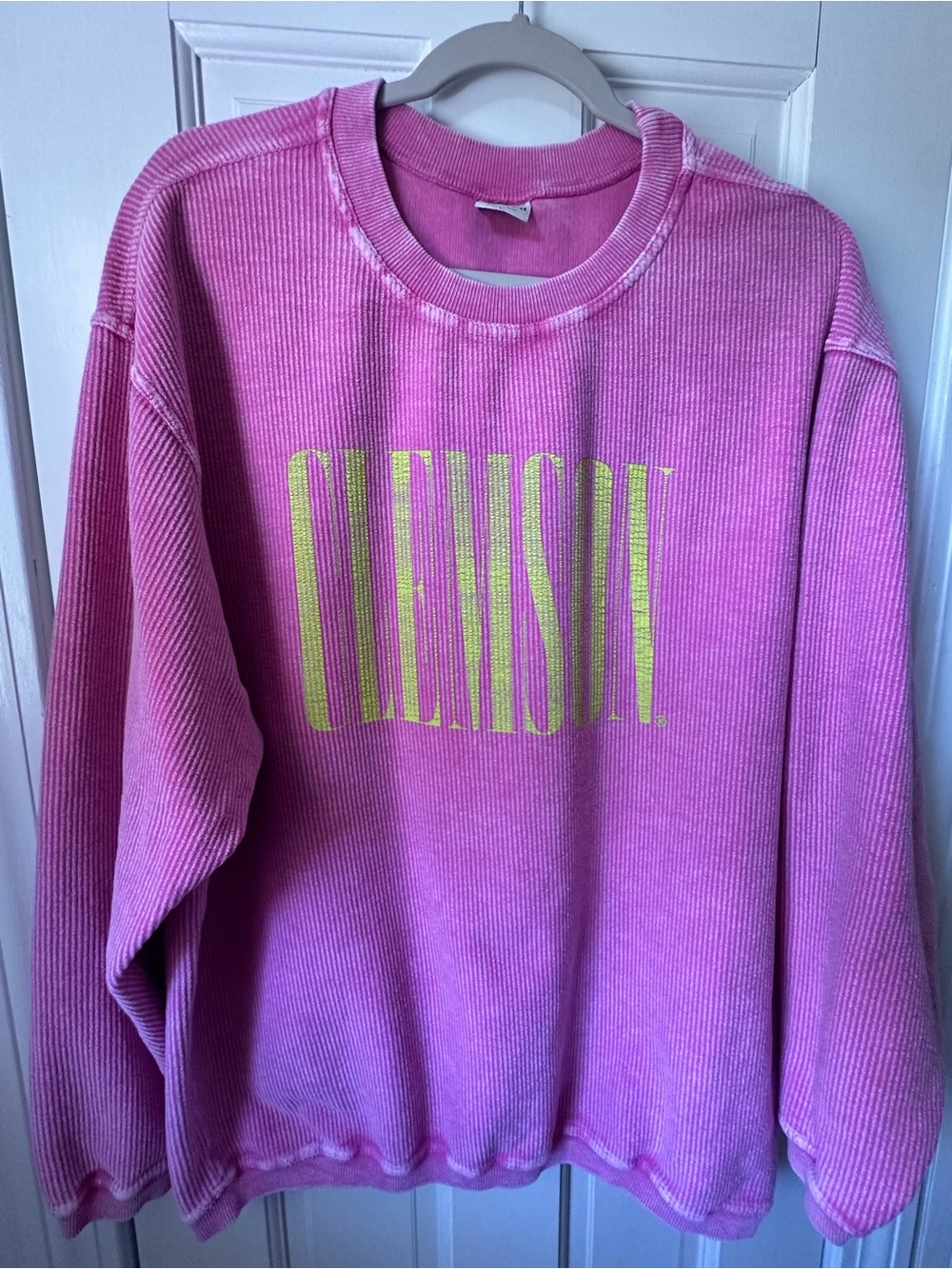 Clemson Tigers Chicka-d Bright Pink Corded Oversized Sweatshirt Size L